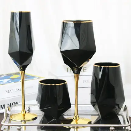 Pure Black CryPure Black Crystal Wine Glass Goblet Light Luxury  Special Champagne Cup Whiskey Beer Glasses