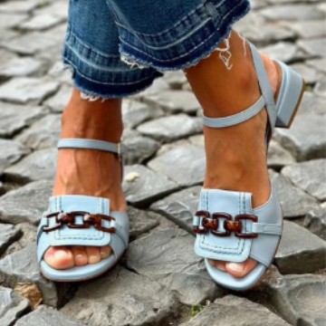Summer casual square heel buckle strap open toe sandals for women