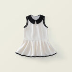 Girls' Pleated Skirt Collared Sleeveless Dress