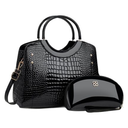 Handbag snake patterned mother and child bag shiny leather platinum bag