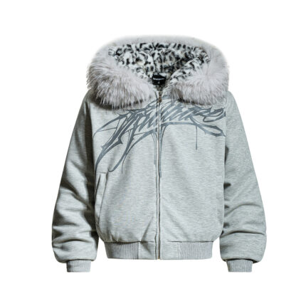 Thick cotton jacket with fur collar and fleece jacket