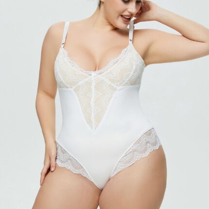 Lace Splicing Sexy Strap Bodysuit for Women Plus Size