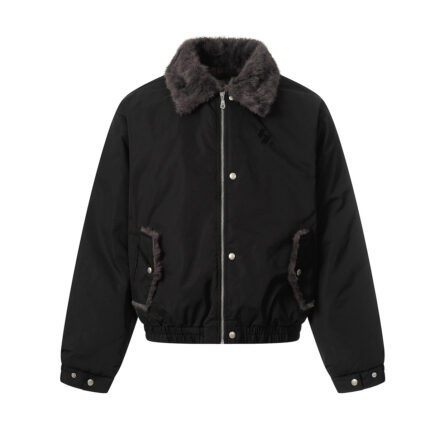 Fur collar and velvet jacket
