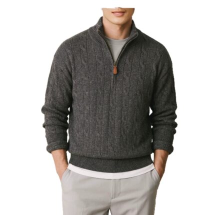 Half zip stand up collar long sleeved loose sweater