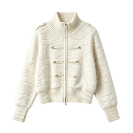 Stand up collar zipper cardigan sweater